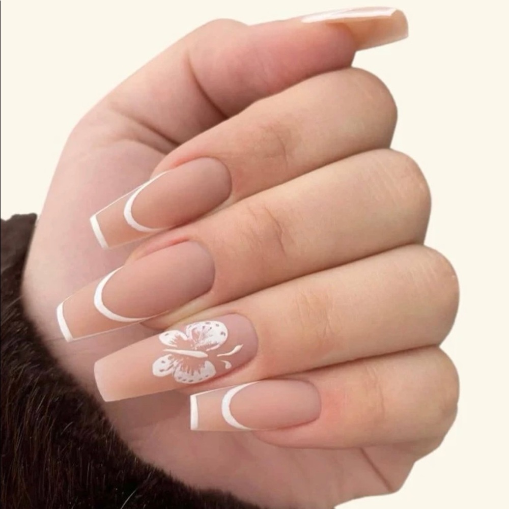 Butterfly Design Press On Coffin Nails